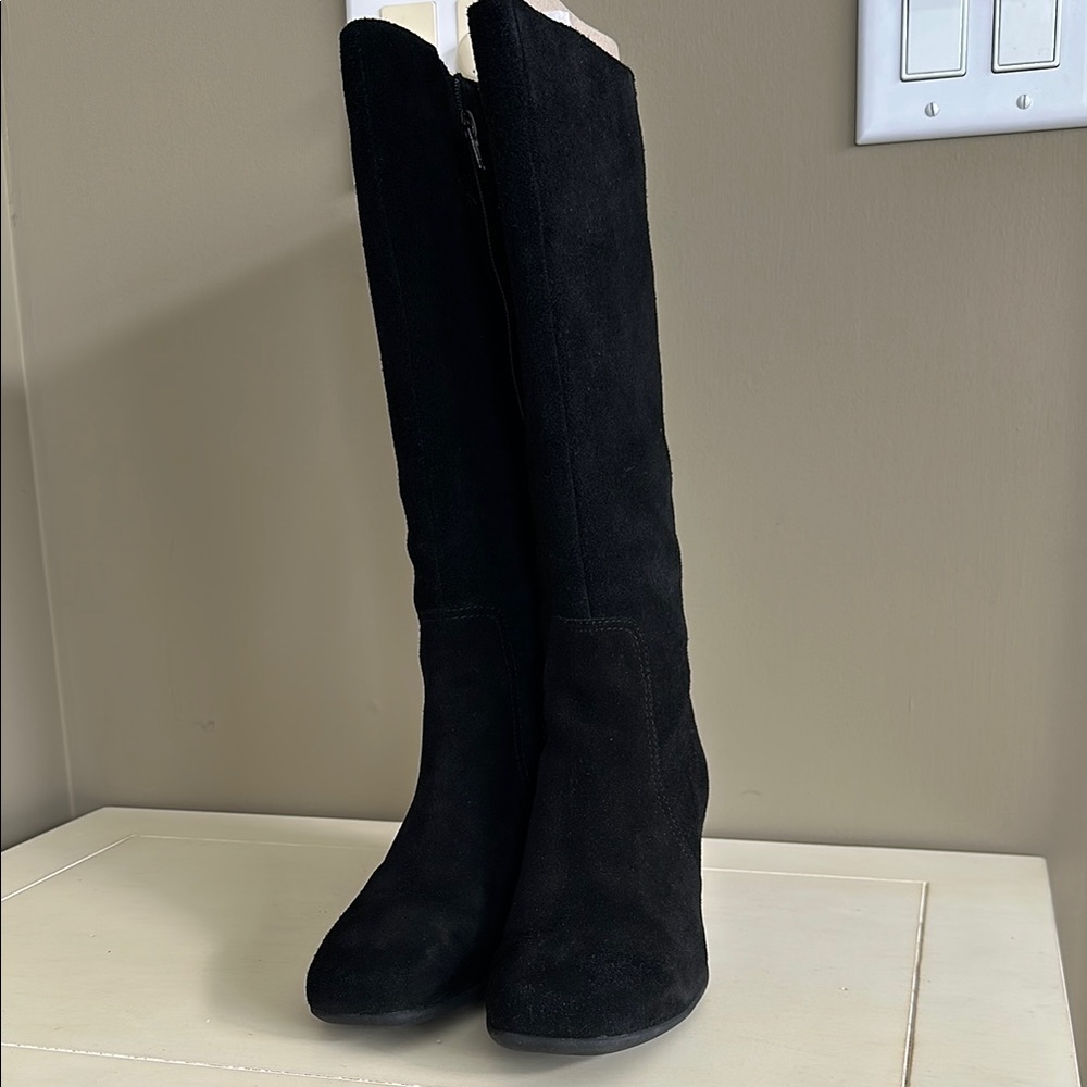 Naturalizer Black Suede Knee-High Boots
